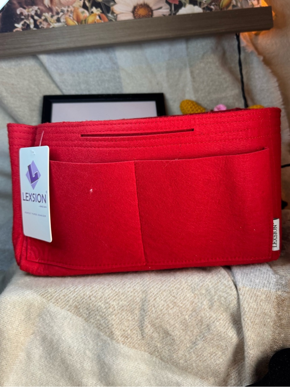 LEXSION Red Felt Purse Organizer Insert